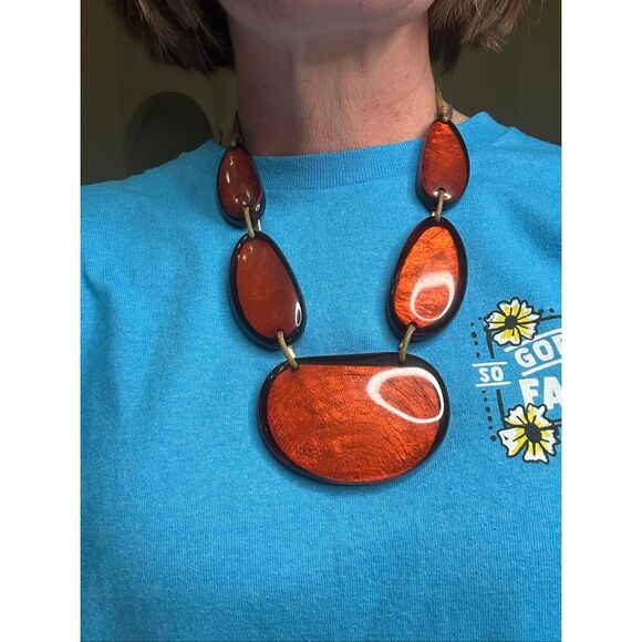 Fashion Plastic Bronze Metallic Necklace, Bracelet, Earrings Set. - Picture 2 of 4